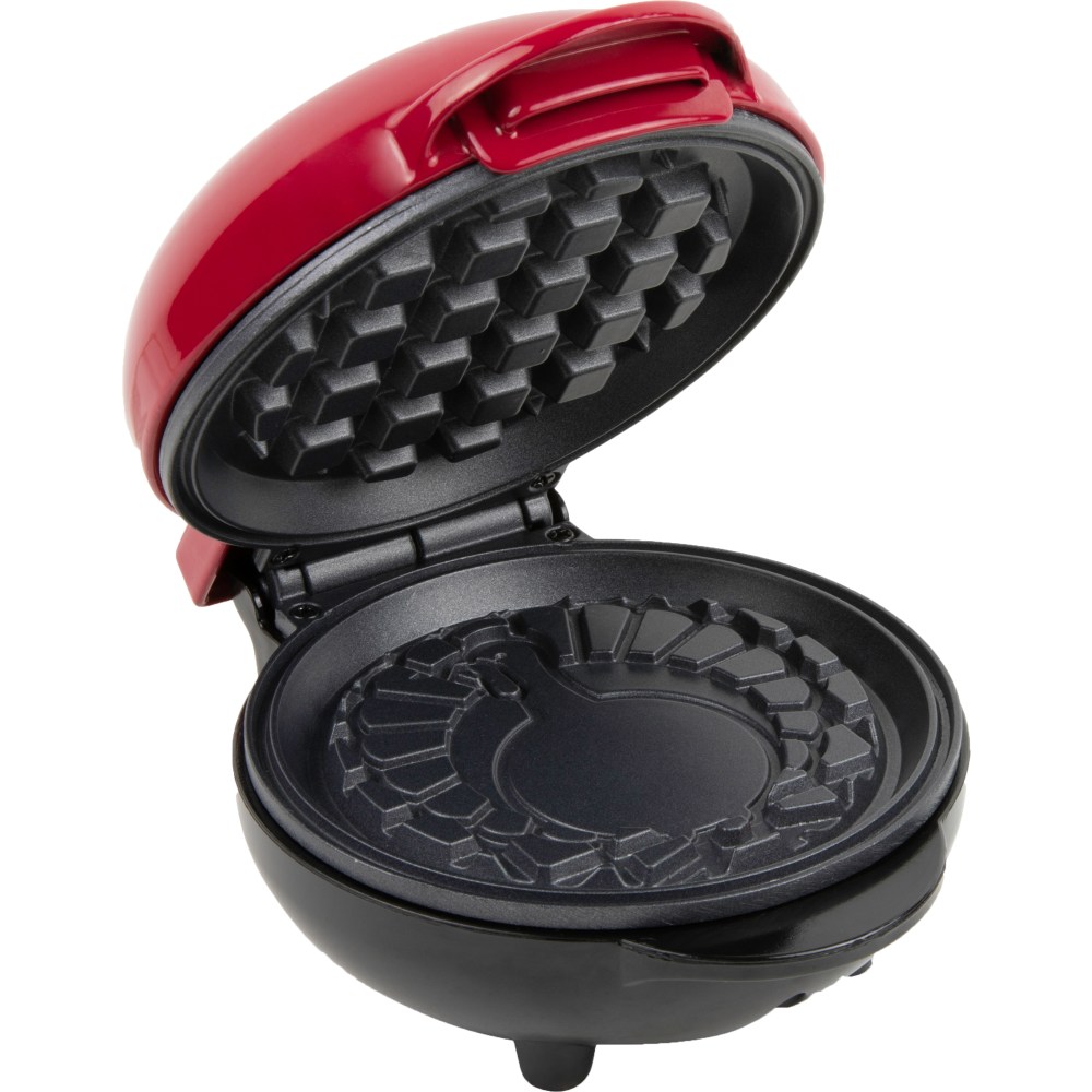 Nostalgia MyMini Personal Electric Waffle Maker, 3-3/4inH x 6-1/2inW x 5-1/4inD, Maroon Turkey MPN:MWFTRKY5CRBY