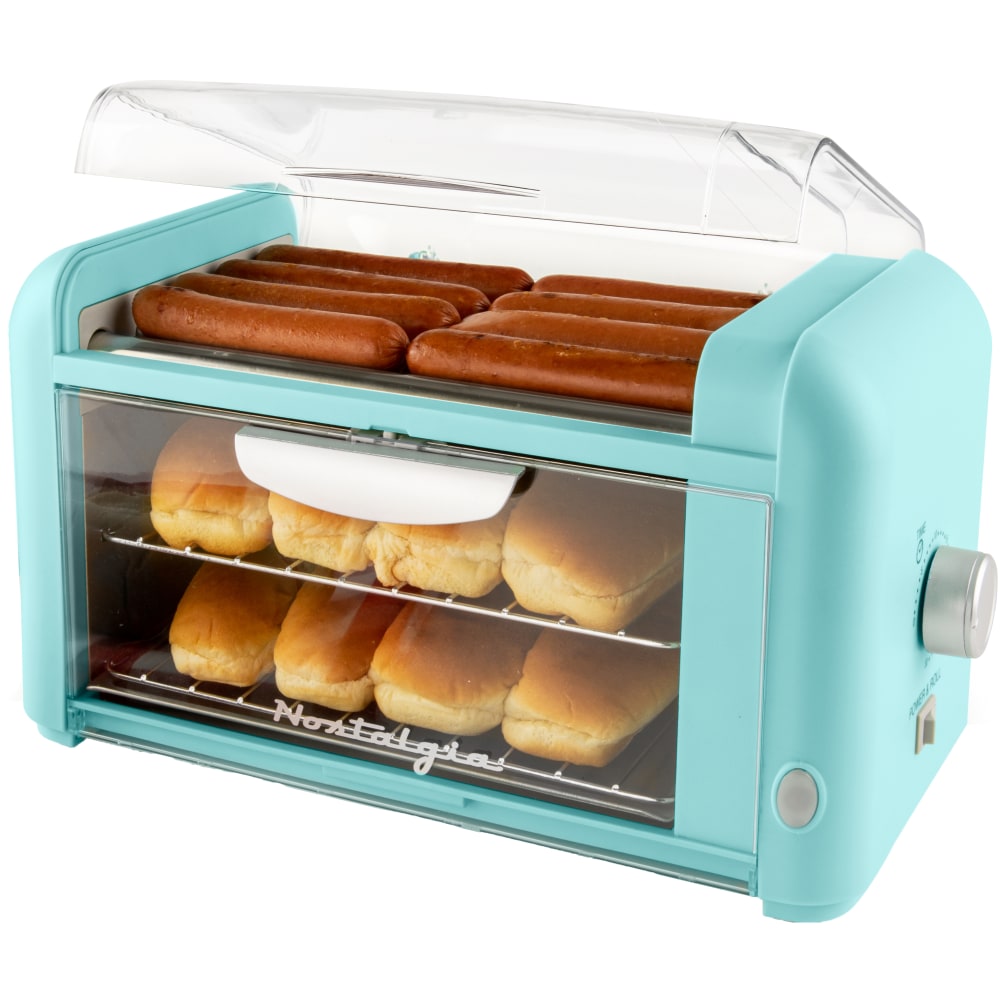 Nostalgia Hot Dog Roller & Bun Warmer, 8-7/8in x 9-9/16in, Aqua MPN:NCLHDRTO8AQ
