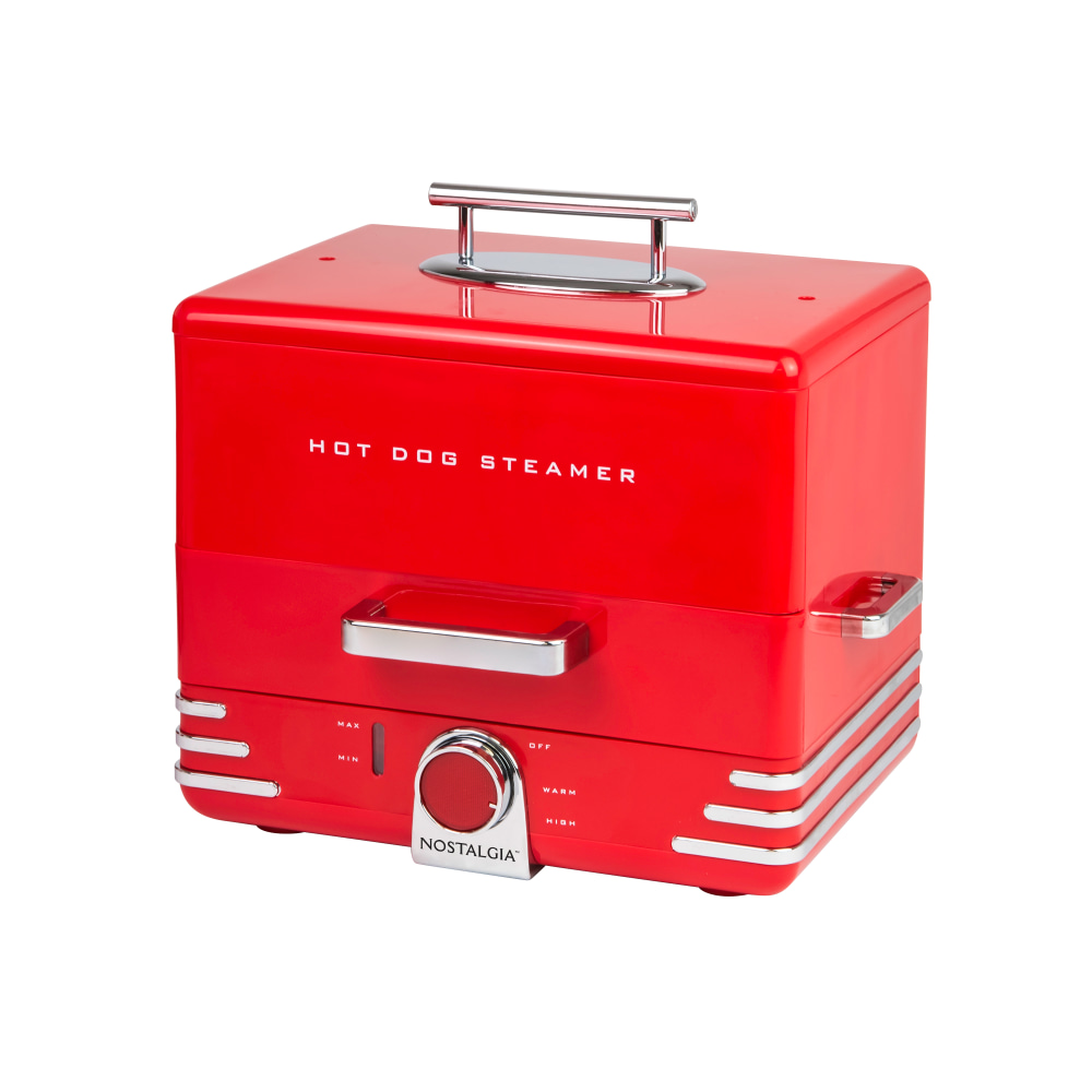 Nostalgia Hot Dog Steamer, 9-1/4in x 11-1/4in, Red MPN:NHDS206RD