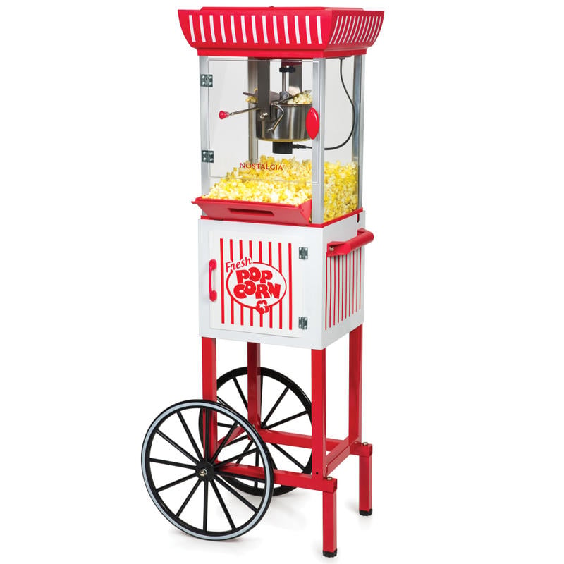 Nostalgia Electrics 10-Cup Popcorn Cart, Red/White MPN:NKPCRT25RW