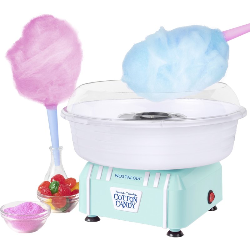 Nostalgia Electrics Hard & Sugar-Free Candy Cotton Candy Maker, 9inH x 11-1/4inW x 11-1/4inD, Aqua MPN:PCM205AQ