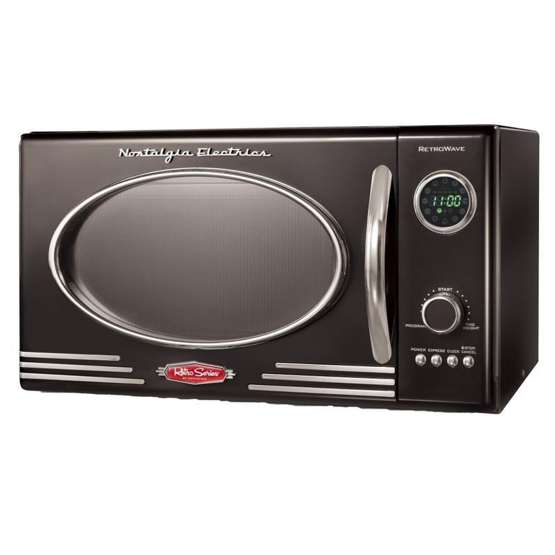 Nostalgia Electrics Retro 0.9 Cu Ft 800-Watt Countertop Microwave, Black MPN:RMO4BK