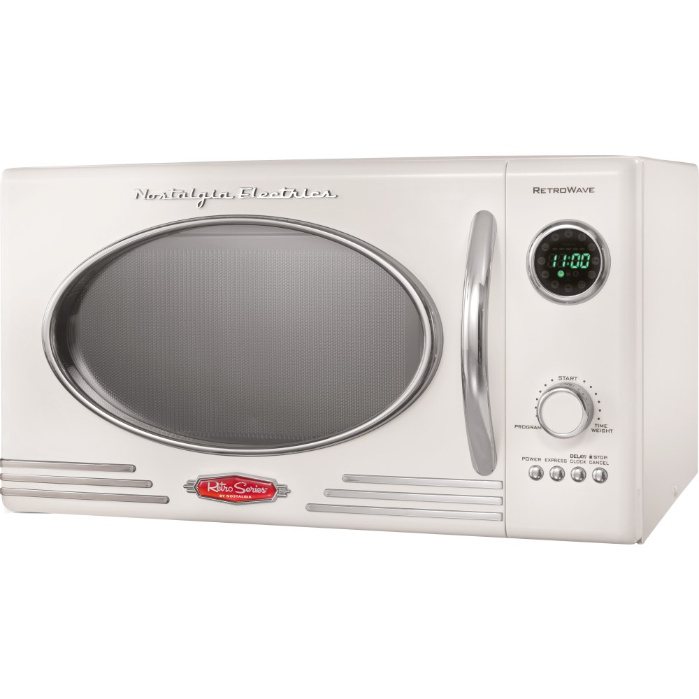 Nostalgia Electrics Retro 0.9 Cu Ft 800-Watt Countertop Microwave, Ivory MPN:RMO4IVY