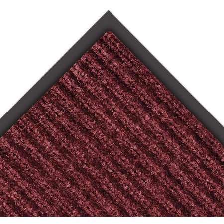 Entrance Mat, Indoor, Polypropylene, Ribbed Surface, Vinyl Back, 3/8in Thick, 4 ft x 8 ft, Red/Black MPN:109S0048RB