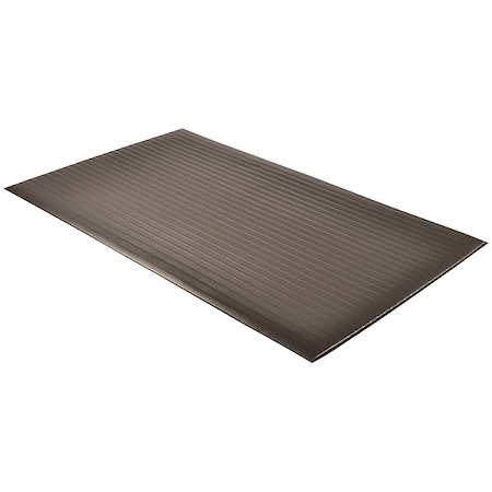 Antifatigue Mat, 60 ft L x 6 ft W, 3/8 in Thickness, Closed Cell PVC Foam, Corrugated, Black MPN:410R0372BL