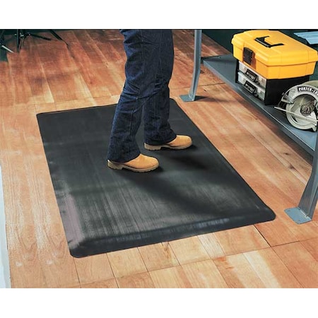 Antifatigue Mat, 5 ft L x 3 ft W, 1/2 in Thickness, Vinyl, Corrugated, Black MPN:474S0035BL