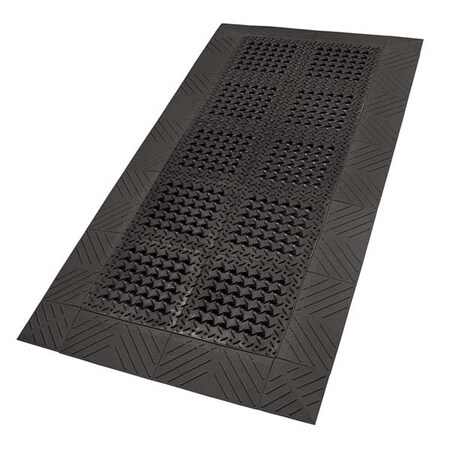 Interlocking Drainage Mat, PVC, Diamond, 3 ft W x 5 ft L, Black MPN:620S0035BL