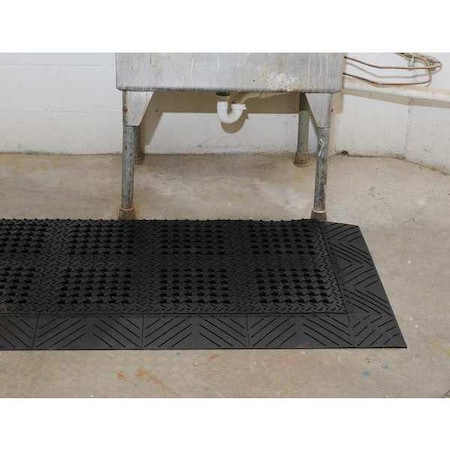 Interlocking Drainage Mat, 5 ft L x 30 in W, 1 in Thickness, PVC, Diamond, Black MPN:620S3060BL