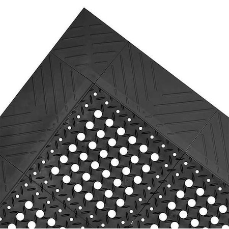 Interlocking Drainage Mat, 8 ft L x 42 in W, 1 in Thickness, PVC, Diamond, Black MPN:620S4296BL