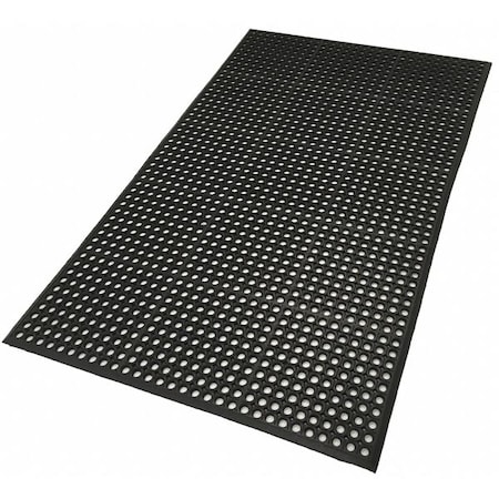 Antifatigue Runner, Rubber, Drainage Holes, 3 ft W x 15 ft L, Black MPN:6LUL3