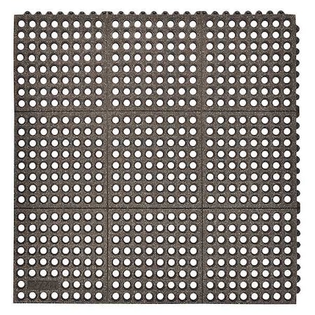 Interlocking Drainage Mat Tile, 3/4 in Thickness, 3 ft L, Black MPN:850S0033BL