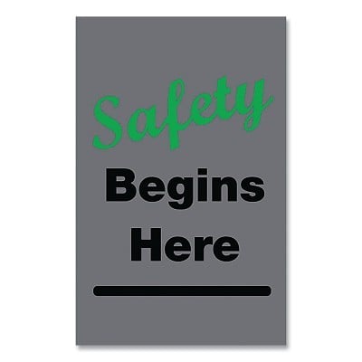 194 Safety Begins Here Vertical 3X5 Charcoal MPN:194SH035CH