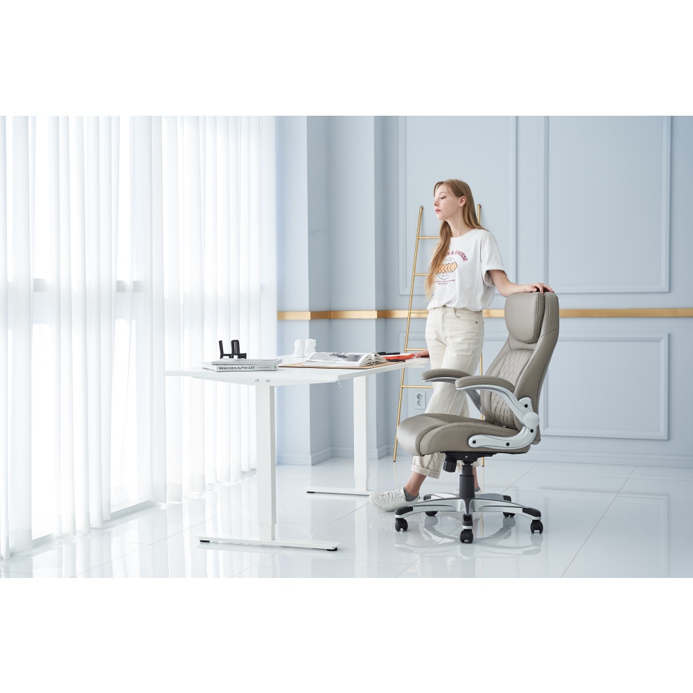 Nouhaus Posture Ergonomic PU Leather High-Back Executive Office Chair, Flat Taupe MPN:NHO-0004TP
