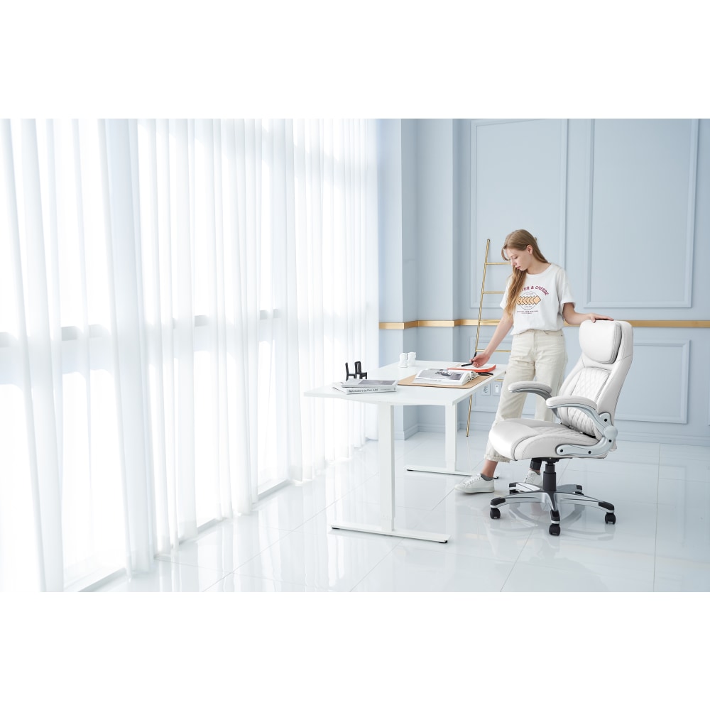 Nouhaus Posture Ergonomic PU Leather High-Back Executive Office Chair, Flat White MPN:NHO-0004WH