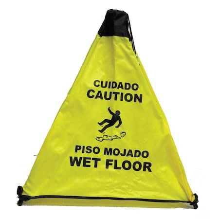 Safety Cone, 18 in Height, 18 1/2 in Width, Cloth, Triangle, English, Spanish MPN:PC111Y