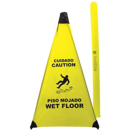 Soft Safety Sign, 31 in Height, 18 in Width, Nylon, Triangle, English, Spanish MPN:PC131