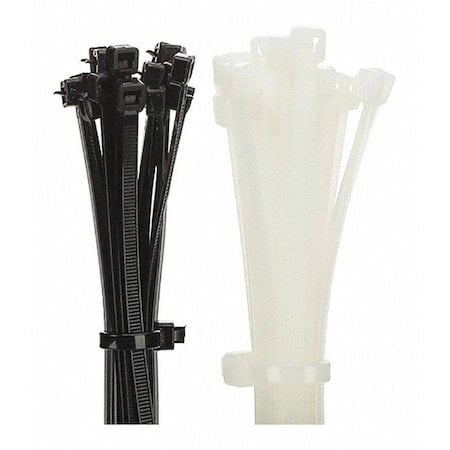 Cable Tie, 4 in L, 7/8 in Max Bundle Dia., Black, Nylon 6/6, 18 lb Strength MPN:4180-SB