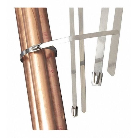 Cable Tie, 20 in L, 5.90 in Max Bundle Dia., Silver, 304 Stainless steel, 250 lb Strength MPN:SS20250