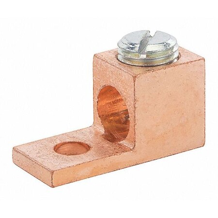 One-Hole Compression Lug, 1/0 AWG Max, Standard Barrel, Copper, None MPN:0TC