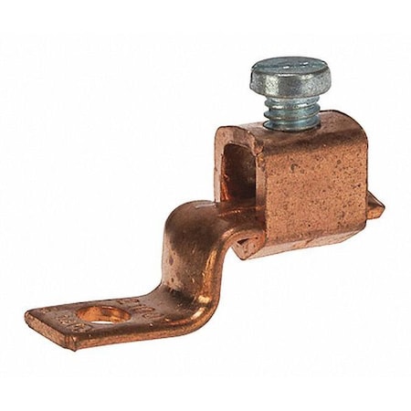 One-Hole Compression Lug, 6 AWG Max, Standard Barrel, Copper, None MPN:DE704