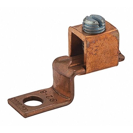 One-Hole Compression Lug, 2-8 AWG Max, Standard Barrel, Copper, None MPN:DE705