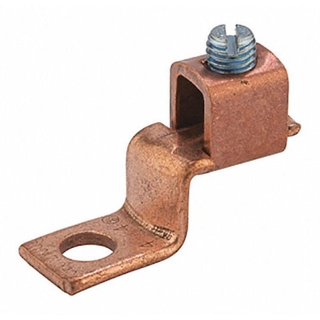 One-Hole Compression Lug, 4 AWG Max, Standard Barrel, Copper, None MPN:DE711