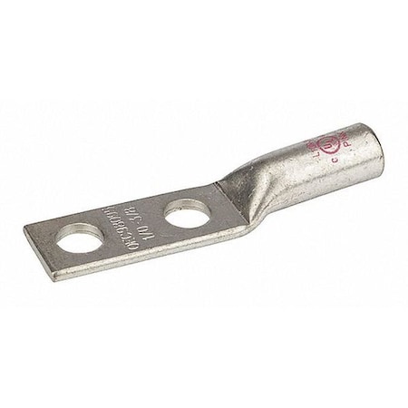 Two-Hole Compression Lug, 1/0 AWG Max, Long Barrel, Copper, Pink MPN:L10N-38