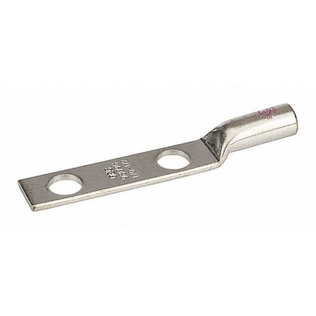 Two-Hole Compression Lug, 1/0 AWG Max, 1 to 2 in Stud, Long Barrel, Copper, Pink MPN:L10N