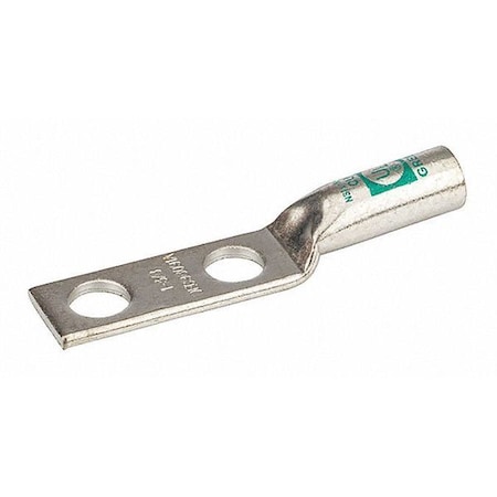 Two-Hole Compression Lug, 1 AWG Max, Long Barrel, Copper, Green MPN:L1N-38