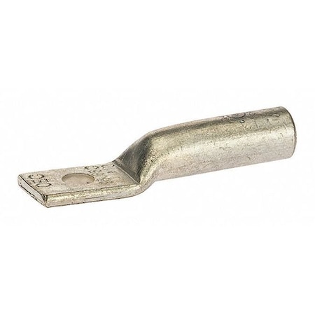One-Hole Compression Lug, 4 AWG Max, #10 Stud, Long Barrel, Copper, Gray MPN:L410
