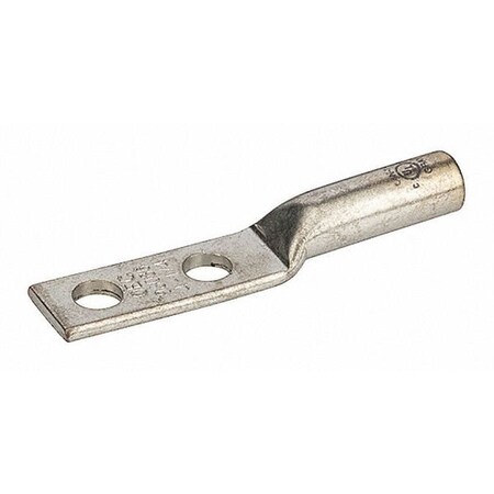 Two-Hole Compression Lug, 4 AWG Max, Long Barrel, Copper, Gray MPN:L4N-14