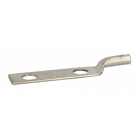 Two-Hole Compression Lug, 4 AWG Max, 1 to 2 in Stud, Long Barrel, Copper, Gray MPN:L4N