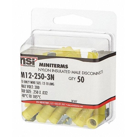 Male Disconnect, Nylon, 0.25, 12-10 AWG MPN:M12-250-3N
