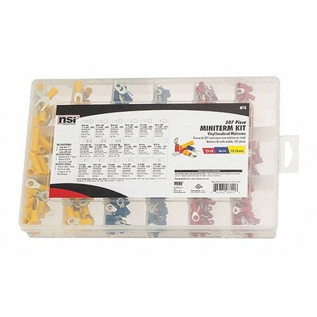 Wire Terminal Kit, 10 AWG, 300 V, Vinyl Insulated, Assorted MPN:MTK