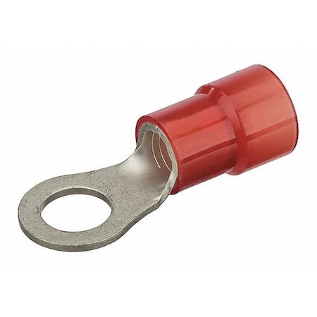 Ring Terminal, 1/4 in Stud Size, 4 AWG, 600 V, Nylon Insulated, Red MPN:R4-14N