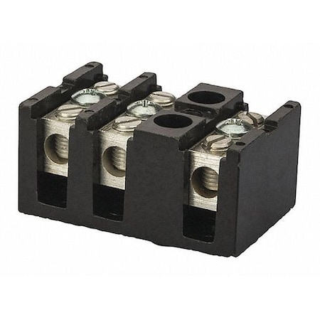 Terminal Block, 75 A, 600 V, 2 AWG, Black MPN:TBS2-3