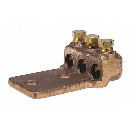 Mechanical Lug, 4/0 AWG Max, 3 Conductor, 2 Hole, 1 to 2 in Stud, Bronze MPN:TL250-3L2