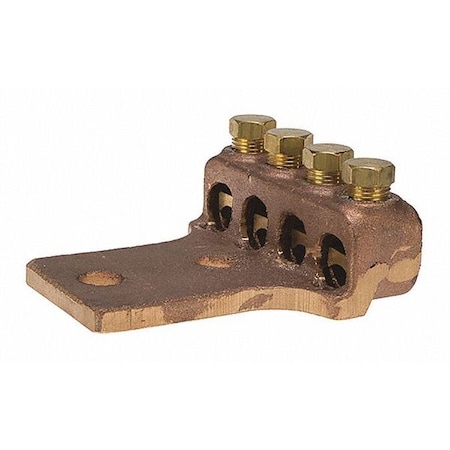 Mechanical Lug, 4/0 AWG Max, 4 Conductor, 2 Hole, 1 to 2 in Stud, Bronze MPN:TL250-4L2