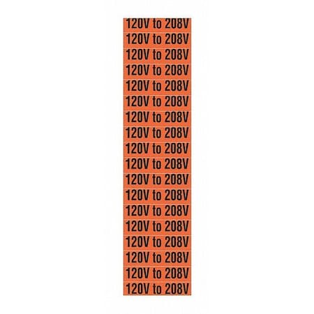 Voltage Marker Card 120V To 208V MPN:VM-C-35