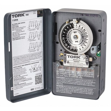 Electromechanical Timer, 24 hr, DPST, Metal MPN:1109A
