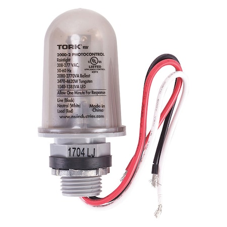 Compact Fluorescent, HID, Inductive, LED Photocontrol, 4, 620 W, Gray, 3 sec Max, 2 sec Min MPN:2000-2