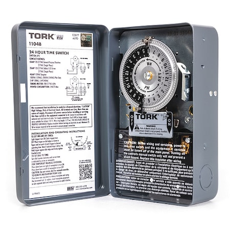 Electromechanical Timer, 24 hr, Gray, Metal MPN:1104B