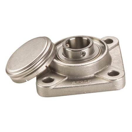 4 Holes, Square Housing, 4 Bolt Flange Bearing, Radial Ball, 1-1/2 in Dia, Stainless Steel, Set Screw MPN:SUCF208-24CCFG1