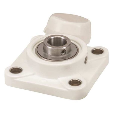 4 Holes, Square Housing, 4 Bolt Flange Bearing, Radial Ball, 1-1/4 in Dia, Thermoplastic, Set Screw MPN:SUCFPL206-20CCFG1