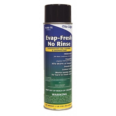 Evap-Fresh No Rinse Evaporator Coil Cleaner & Disinfectant, Aerosol, Clear, 1 lb 2 oz Net Weight MPN:4166-75