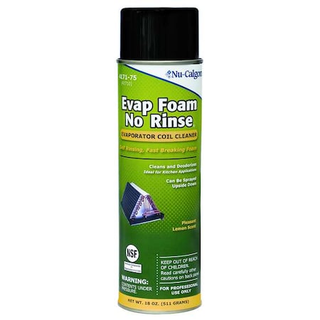 Evaporator Coil Cleaner, Aerosol, Evap Foam, No Rinse, 18 oz, Milky, Lemon Scented MPN:4171-75