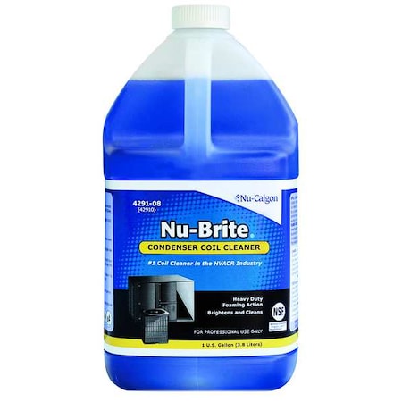 Nu Brite Condenser Coil Cleaner For Outside AC Condenser Coils, 1 Gal, Liquid, Blue, Alkaline MPN:4291-08