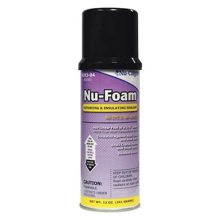 Spray Foam Sealant, 12 oz, Aerosol Can, Beige, Diphenylmethanediisocyanate Base, Nu-Foam MPN:4293-04