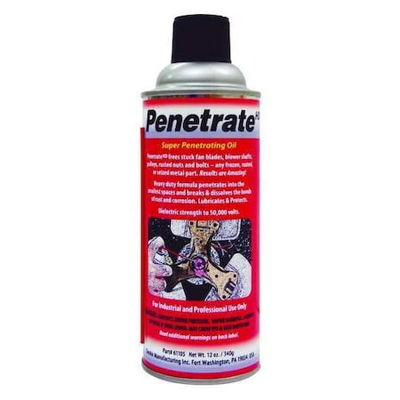 Penetrant, 12 oz, Aerosol Spray Can, Petroleum Distillates Base, 100.4 Degrees F Max Op Temp, Red MPN:61105
