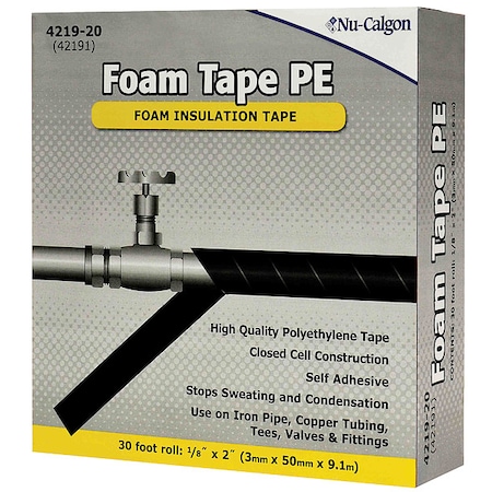 Foam Tape, 2 in W, 30 ft L, 1/8 in, Polyethylene Foam MPN:4219-20